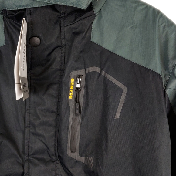 GEMYSE Men's M Mountain Waterproof Ski Snow Black Green WinterJacket - Picture 9 of 15